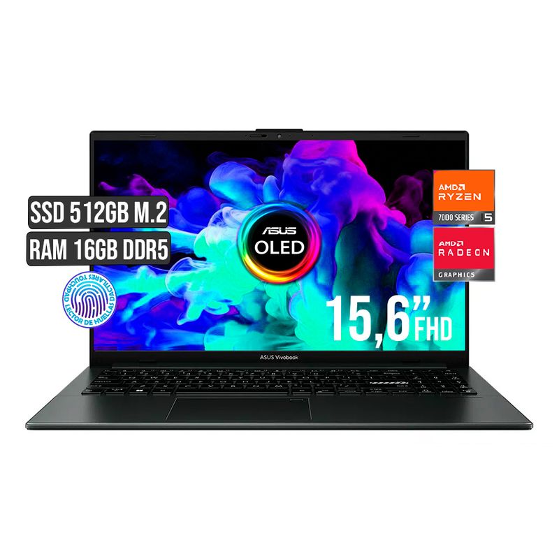 ASUS - PORTATIL ASUS AMD RYZEN 5-7520U SSD 512GB RAM 16GB PANTALLA OLED 15.6 FULL HD