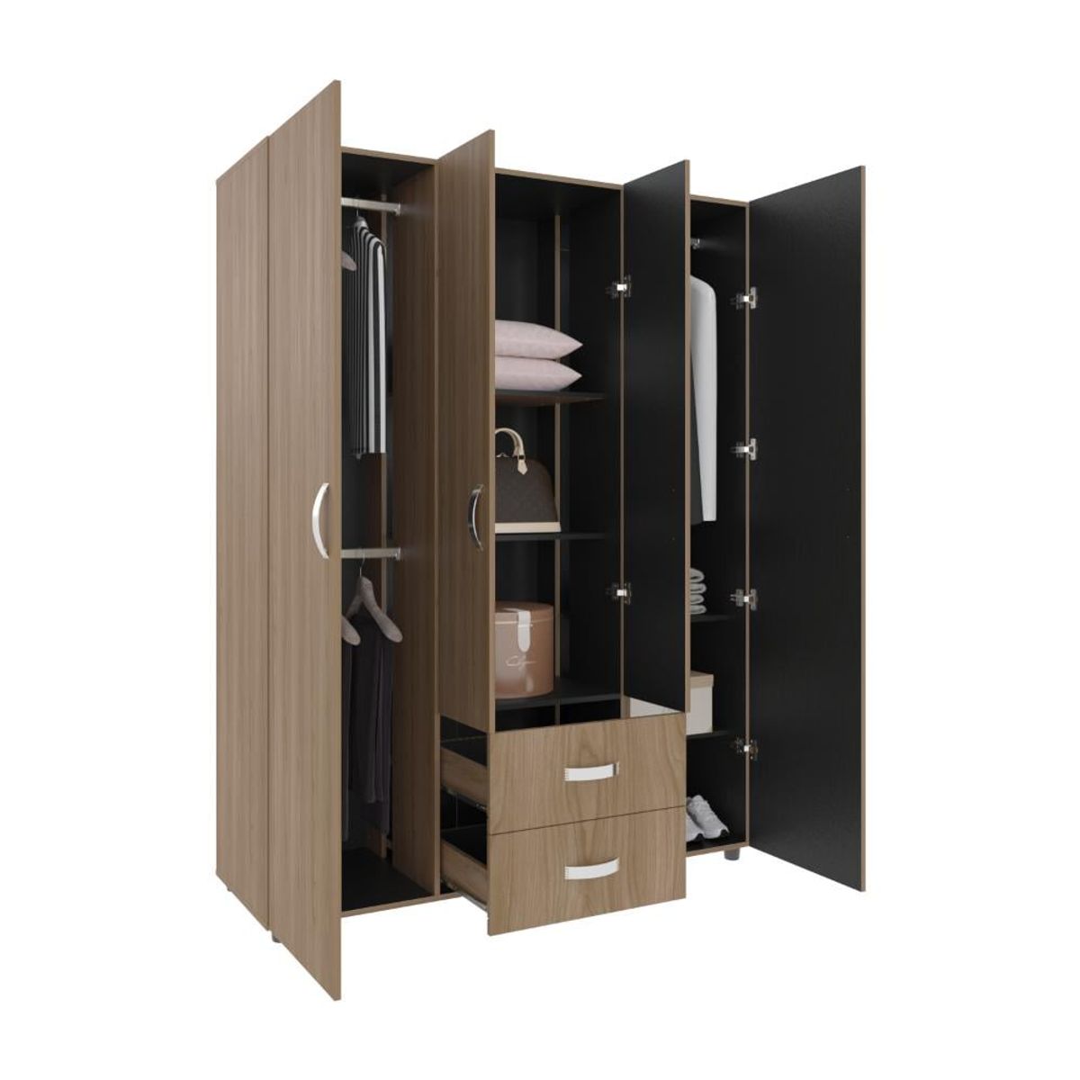 RTA DESIGN - Closet Barin 150 Fresno Europeo y Wengue con dos cajones organizadores multiusos