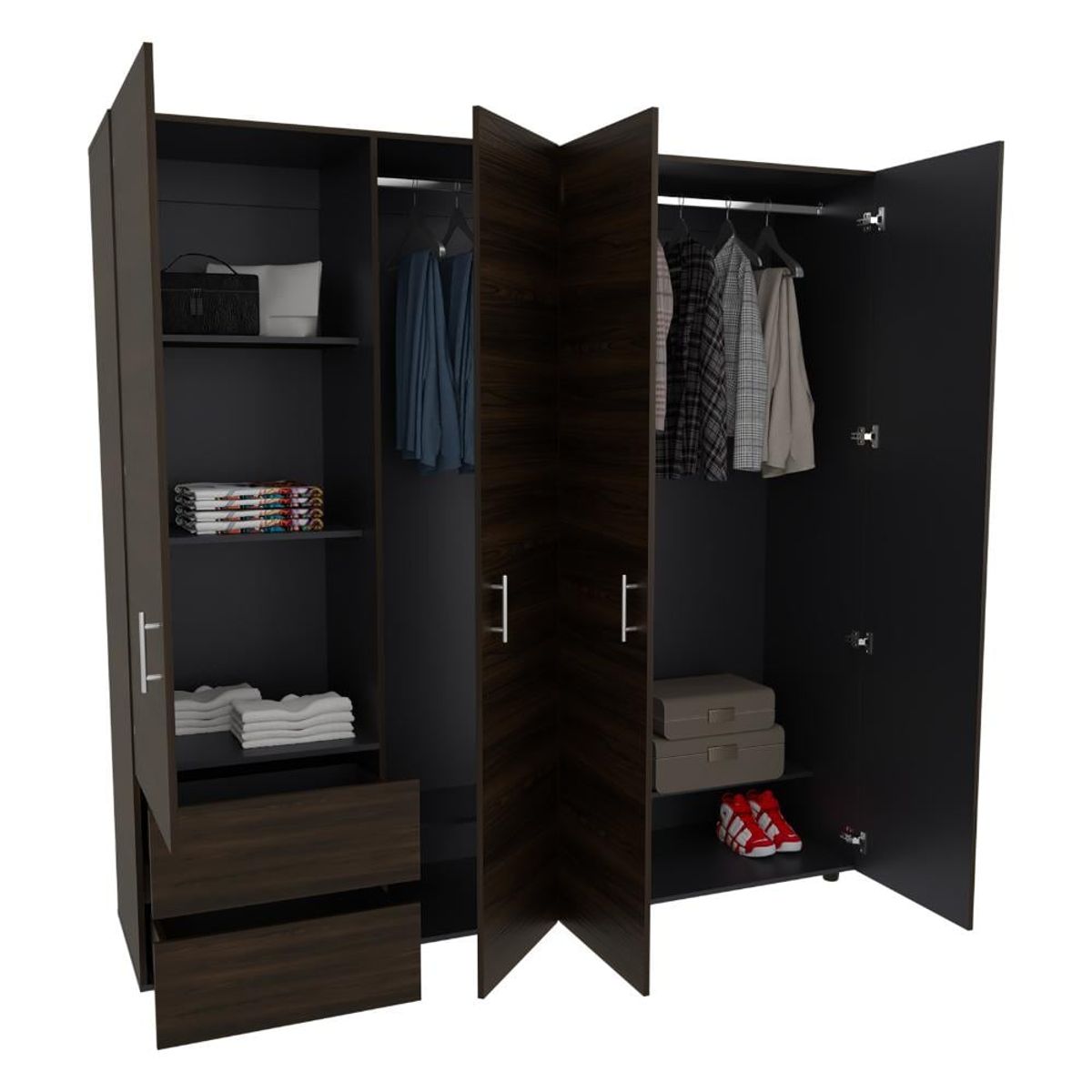 RTA DESIGN - Closet Light 200 Nogal y Wengue con amplios espacios de almacenamiento