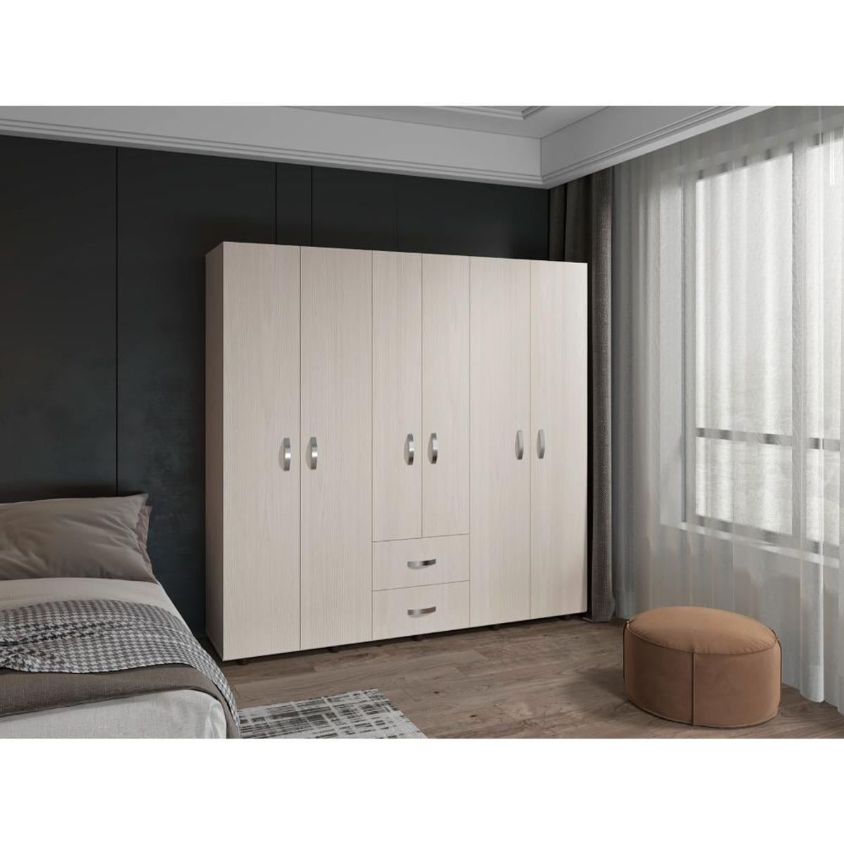 RTA DESIGN - Closet Barin Nevado y Blanco con cuatro puertas abatibles