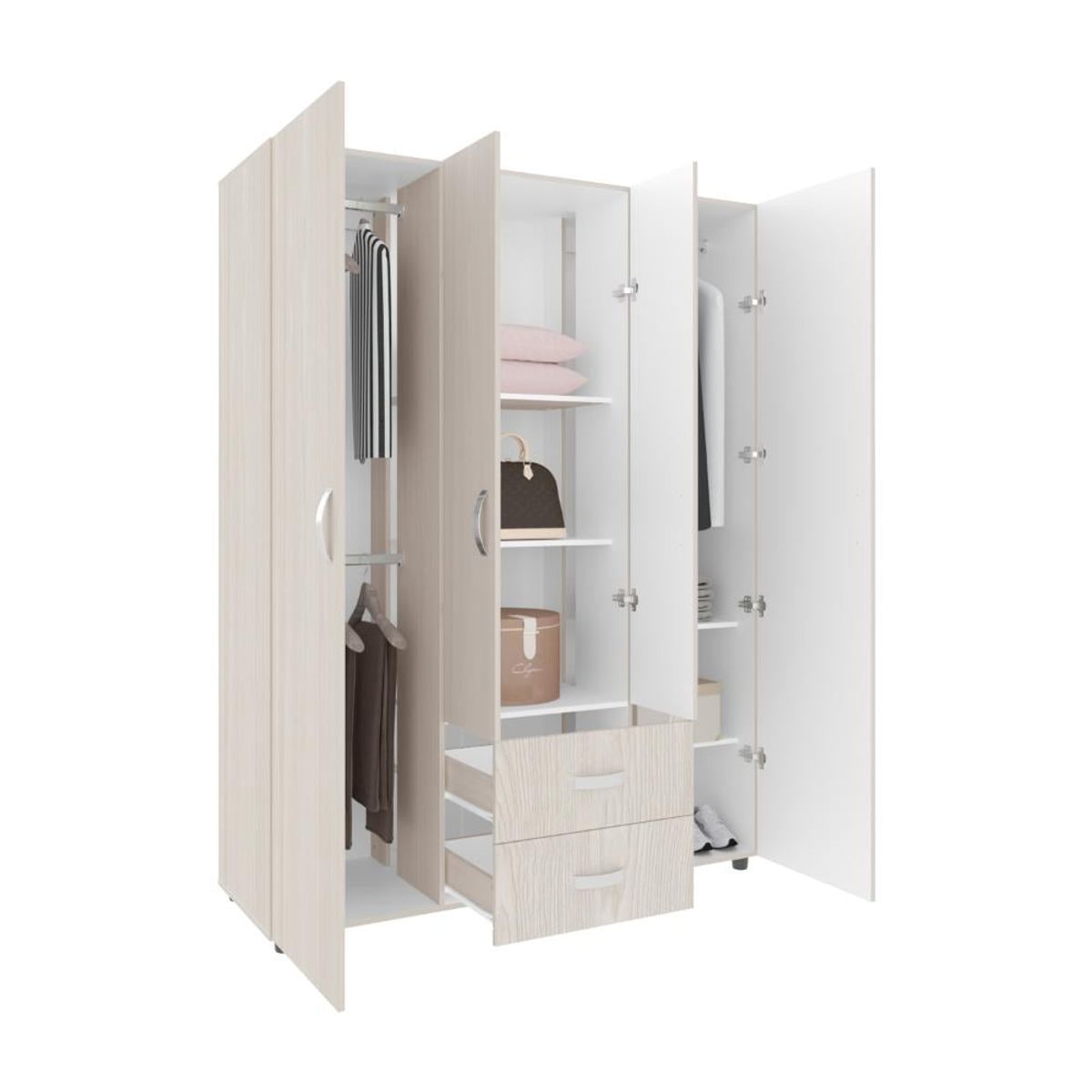 RTA DESIGN - Closet Barin 150 Nevado y Blanco con dos cajones organizadores multiusos