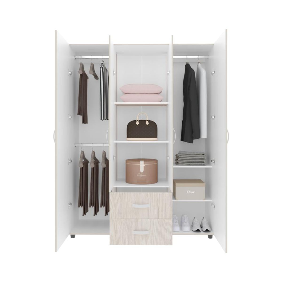 RTA DESIGN - Closet Barin 150 Nevado y Blanco con dos cajones organizadores multiusos