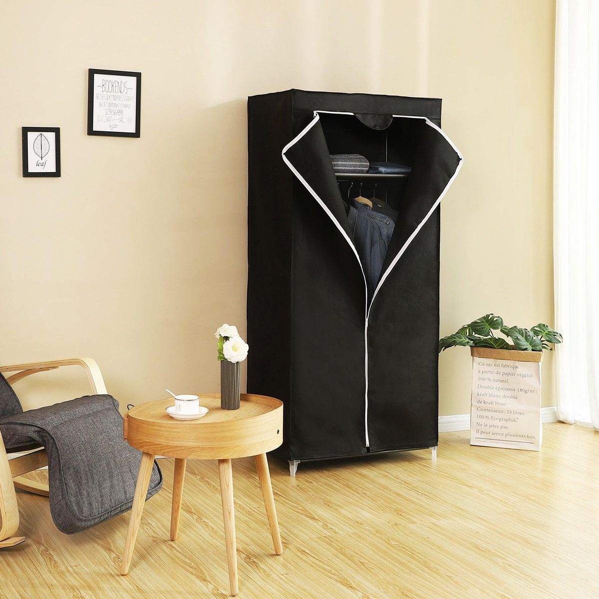 RTA DESIGN - Closet Portátil Jeasken Negro Variedad de Entrepaños en Tela_.
