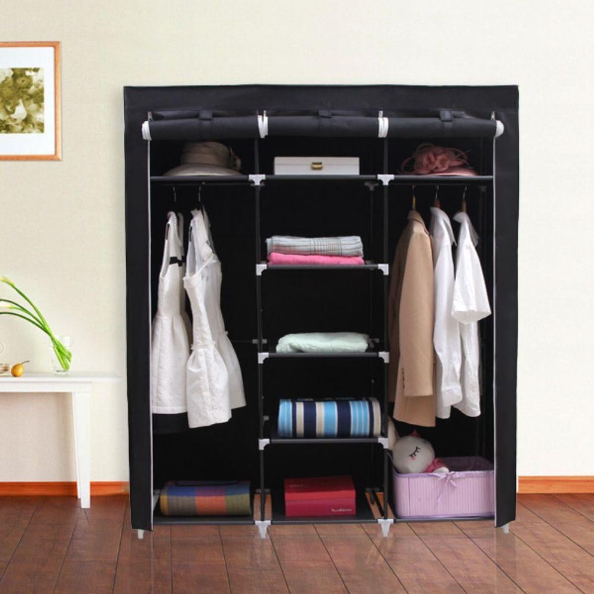 RTA DESIGN - Closet Portátil Jesan Negro Variedad de Entrepaños en Tela