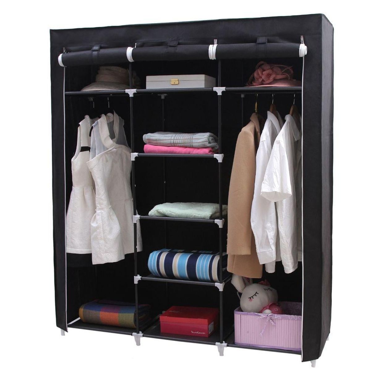 RTA DESIGN - Closet Portátil Jesan Negro Variedad de Entrepaños en Tela