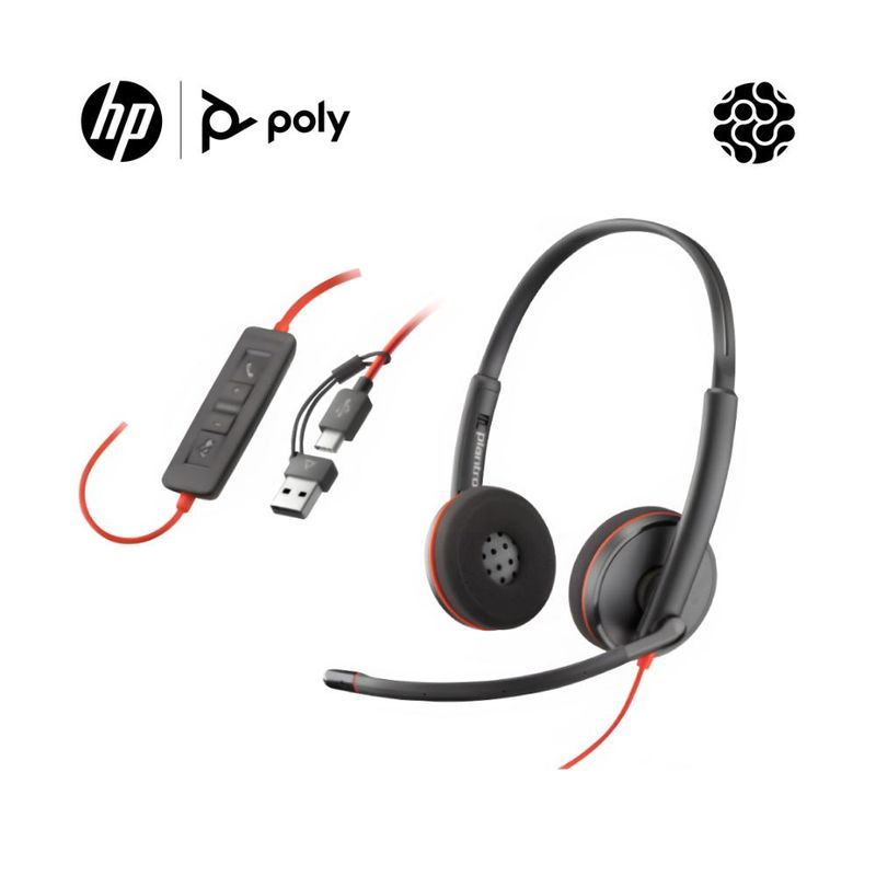 POLY - POLY DIADEMA BLACKWIRE 3220 STEREO USB + USB - C/A ADAPTADOR