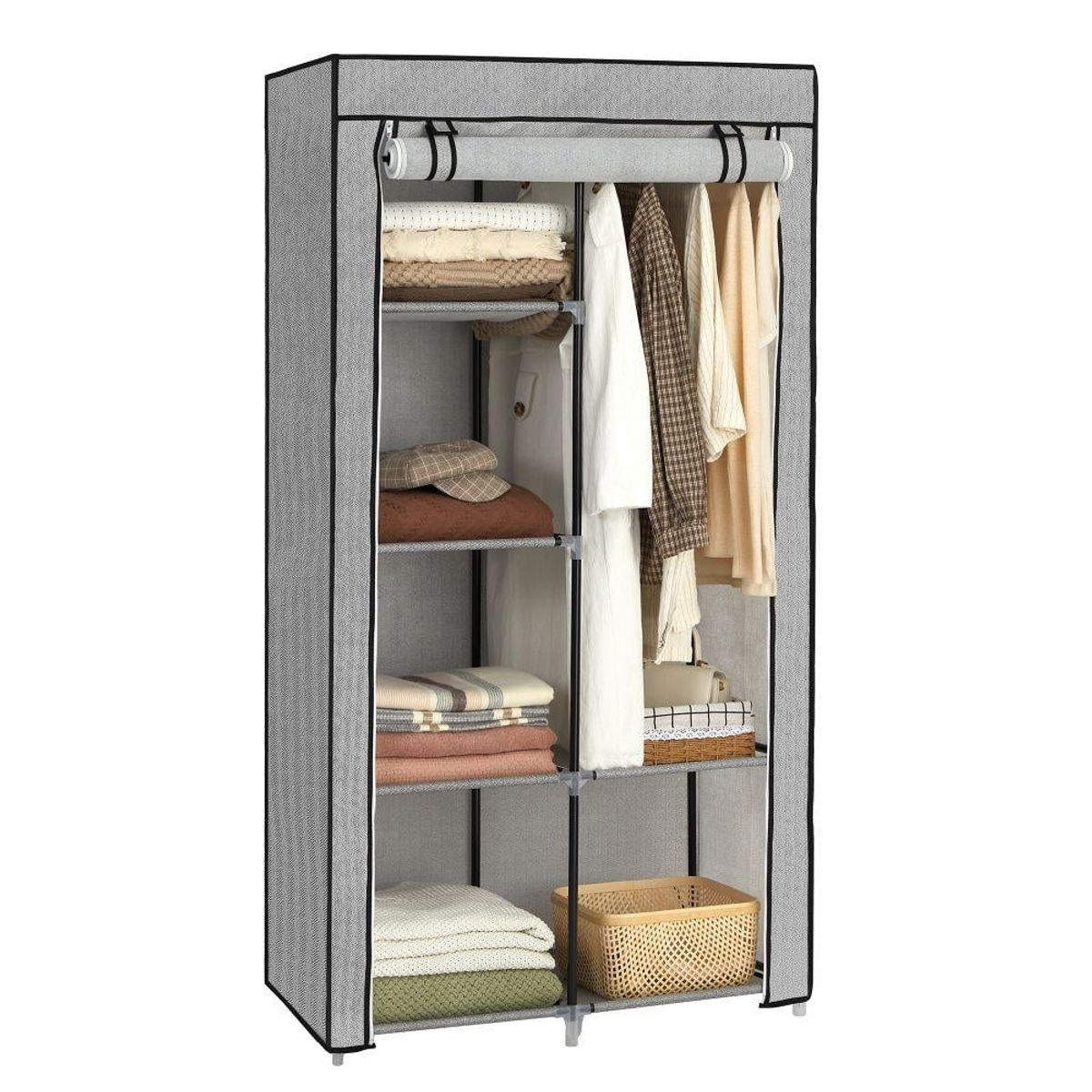 RTA DESIGN - Closet Portátil Jean Gris Variedad de Entrepaños en Tela