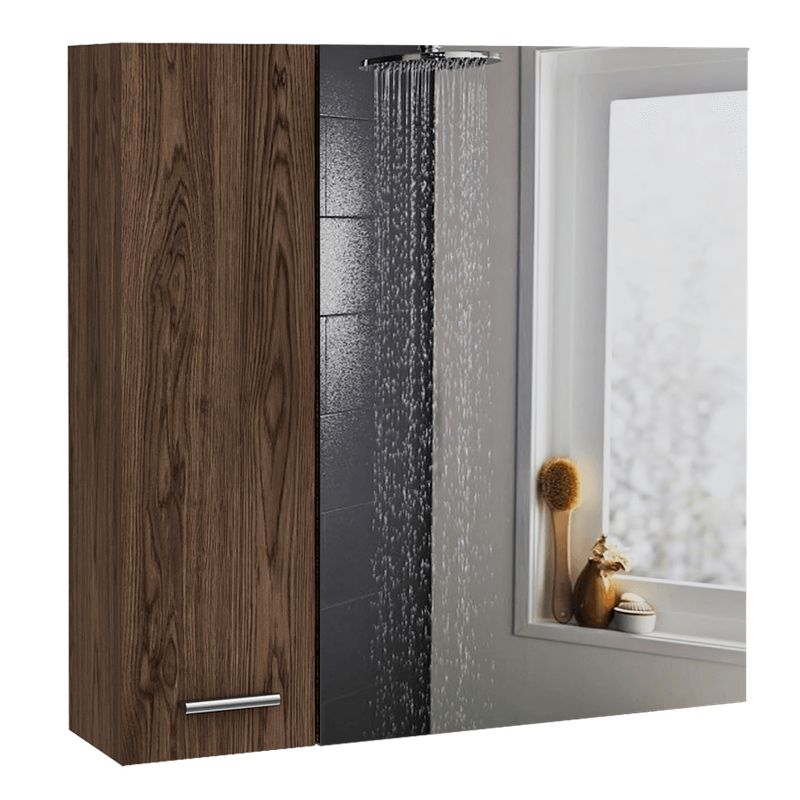 RTA - Gabinete de Baño Depp Chocolate con Puerta Espejo y Dos Entrepaños