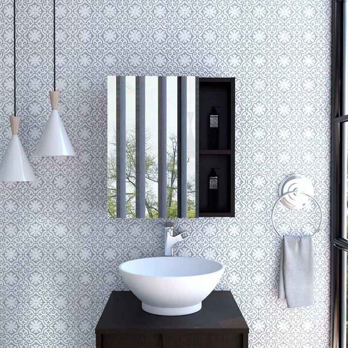 RTA - Gabinete de Baño Labell Wengue con Puerta y Entrepaños