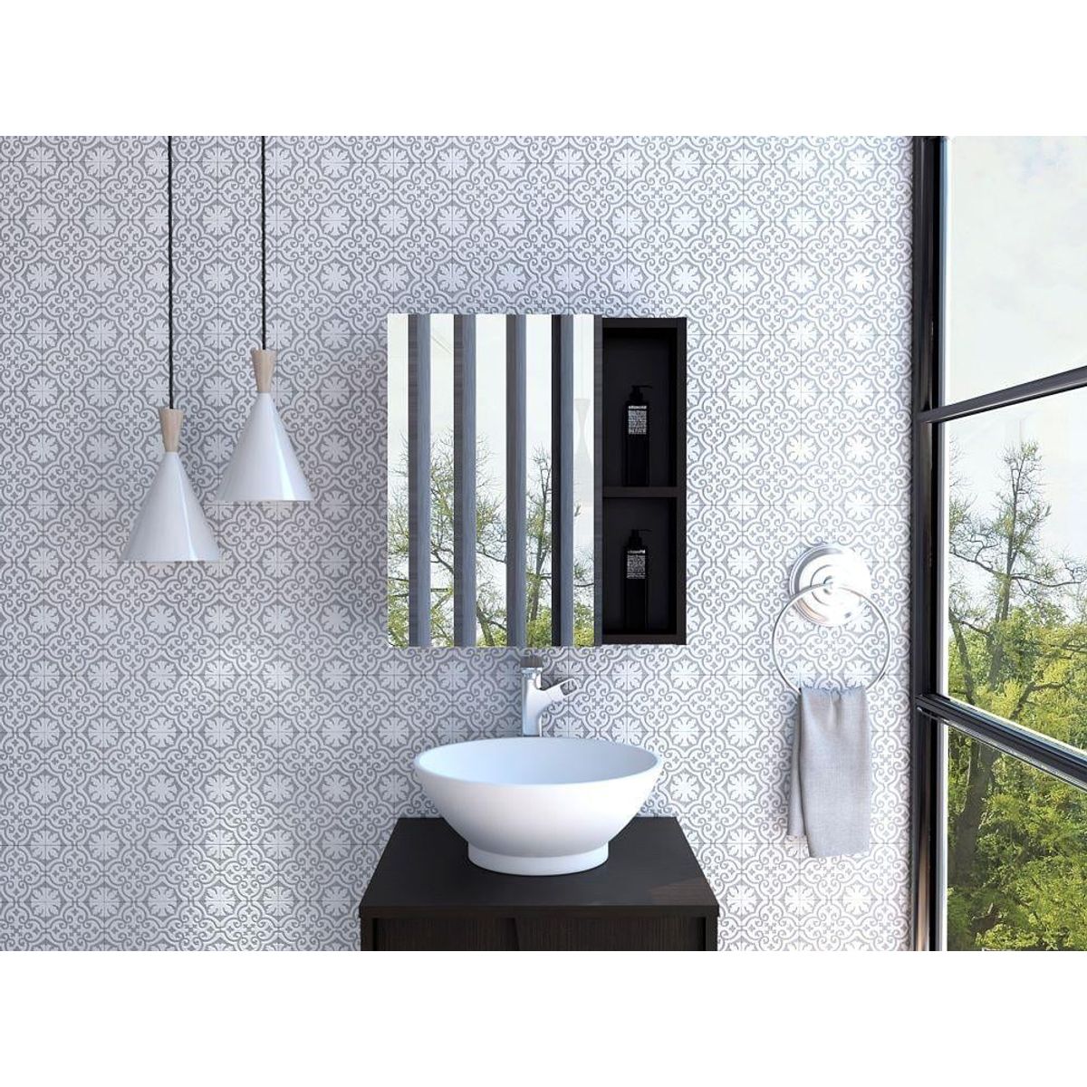 RTA - Gabinete de Baño Labell Wengue con Puerta y Entrepaños