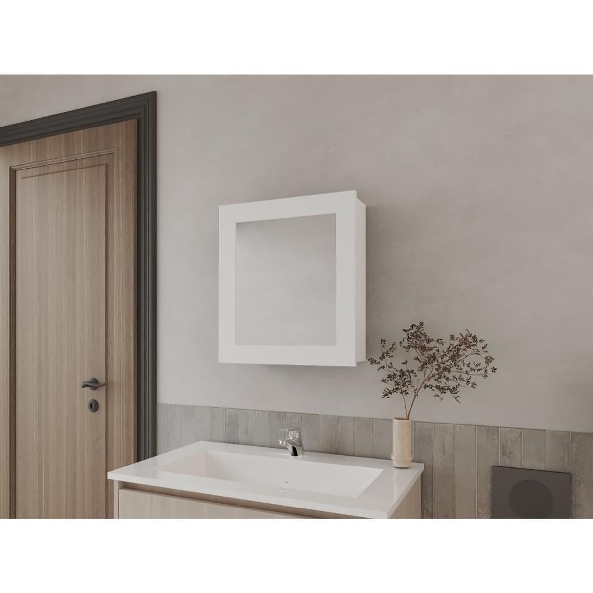 RTA - Gabinete de Baño Heston Blanco Duqueza con Espejo y Dos Entrepaños ZF