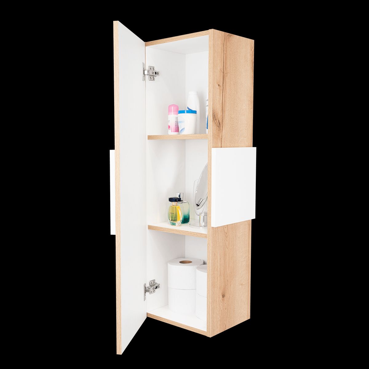 RTA - Gabinete de Baño Picasso Blanco y Café Claro con Espacio Para Guardar Objetos de Aseo  ZF