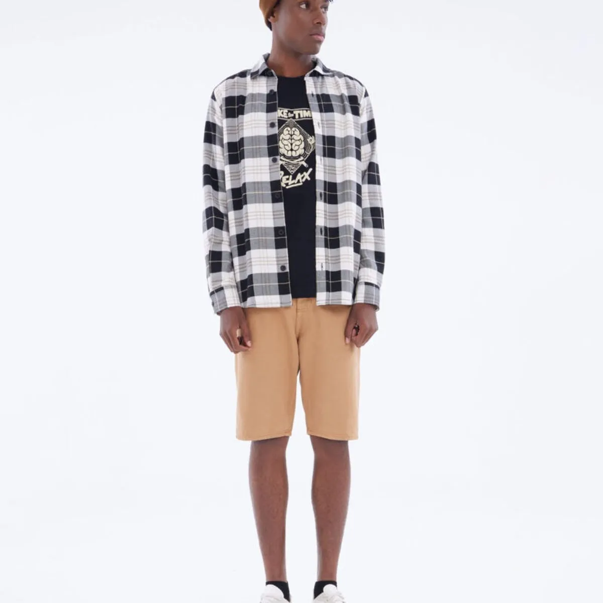 SEVEN SEVEN - Camisa Leñadora Manga Larga  Para Hombre Negro Seven Seven