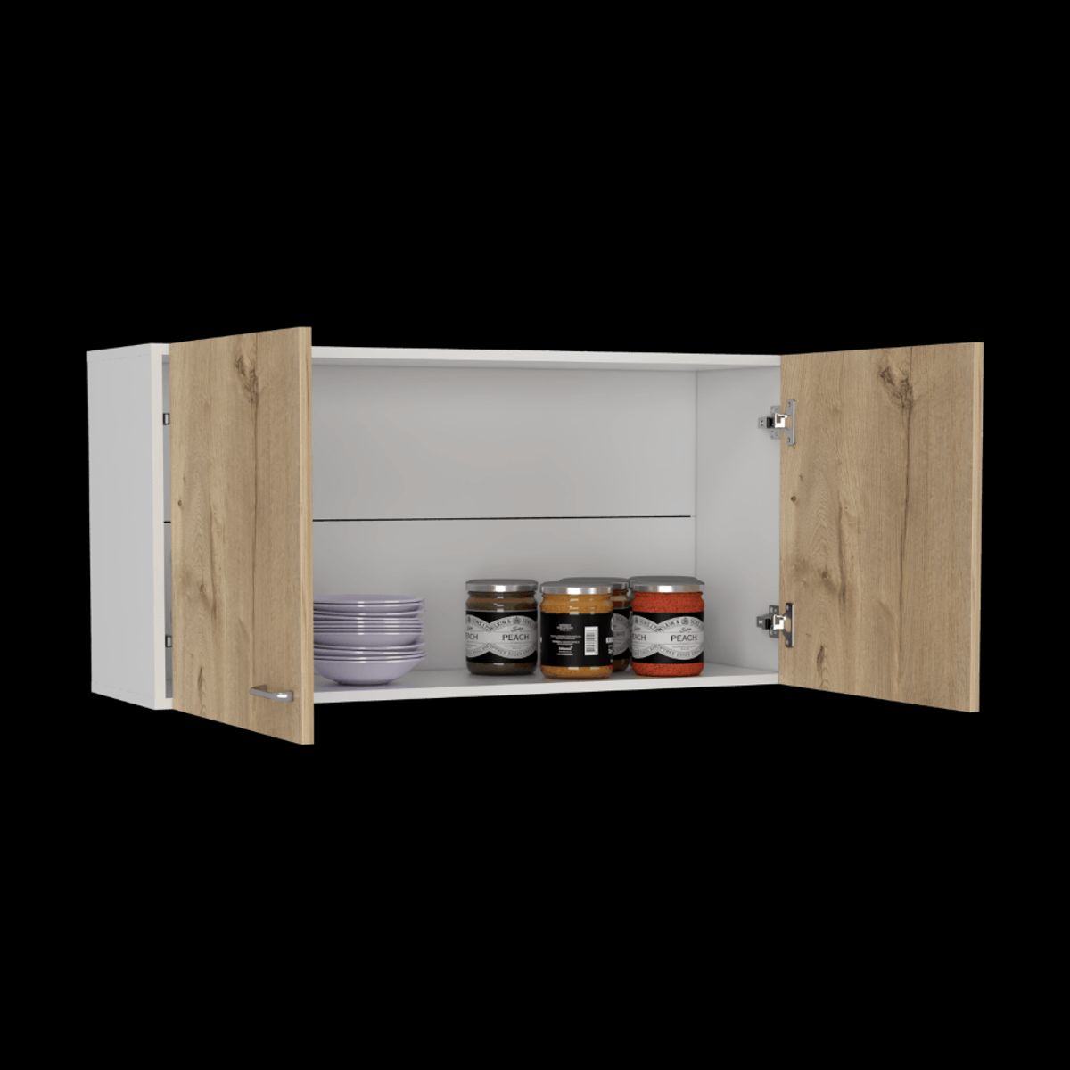 RTA DESIGN - Gabinete Superior Cantabria Blanco Perla y Café Claro con Dos Puertas Batientes  ZF