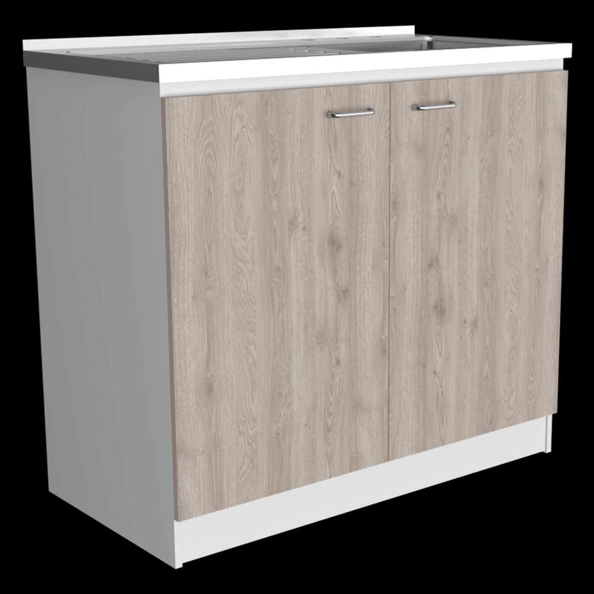 RTA DESIGN - Gabinete Inferior Cantabria Blanco y Humo con Dos Puertas Batientes con Mesón Derecho  ZF