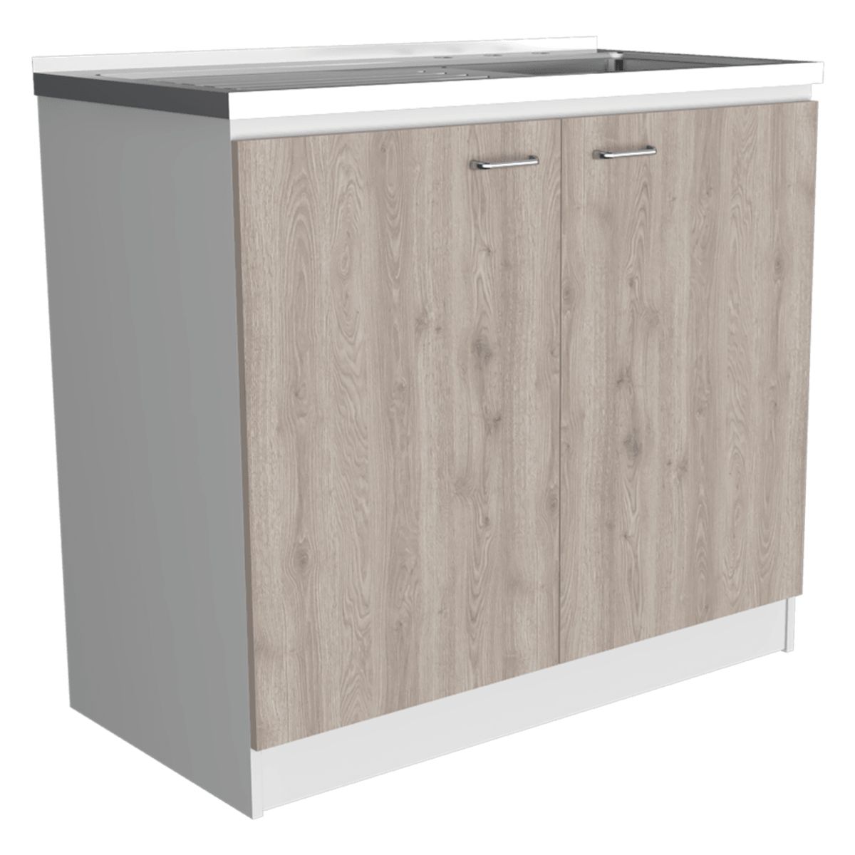 RTA DESIGN - Gabinete Inferior Cantabria Blanco y Humo con Dos Puertas Batientes con Mesón Derecho  ZF