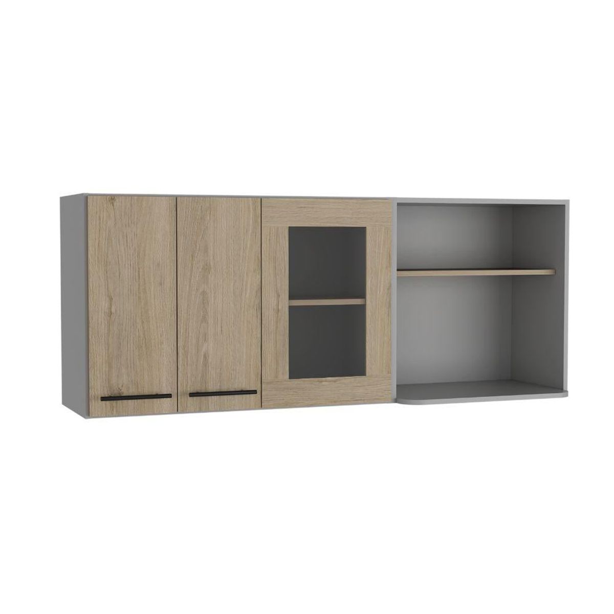 RTA DESIGN - Gabinete Superior Frelloc Beige y Gris con Dos Puertas y Espacio Para Ubicar Microondas ZF