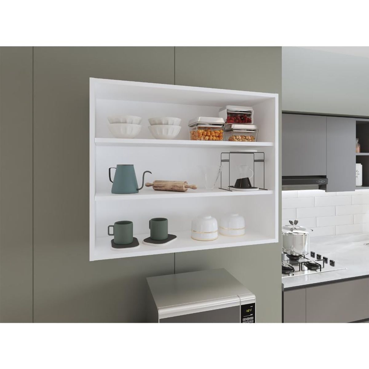 RTA DESIGN - Gabinete Superior Kane Blanco Duqueza con tres entrepaños