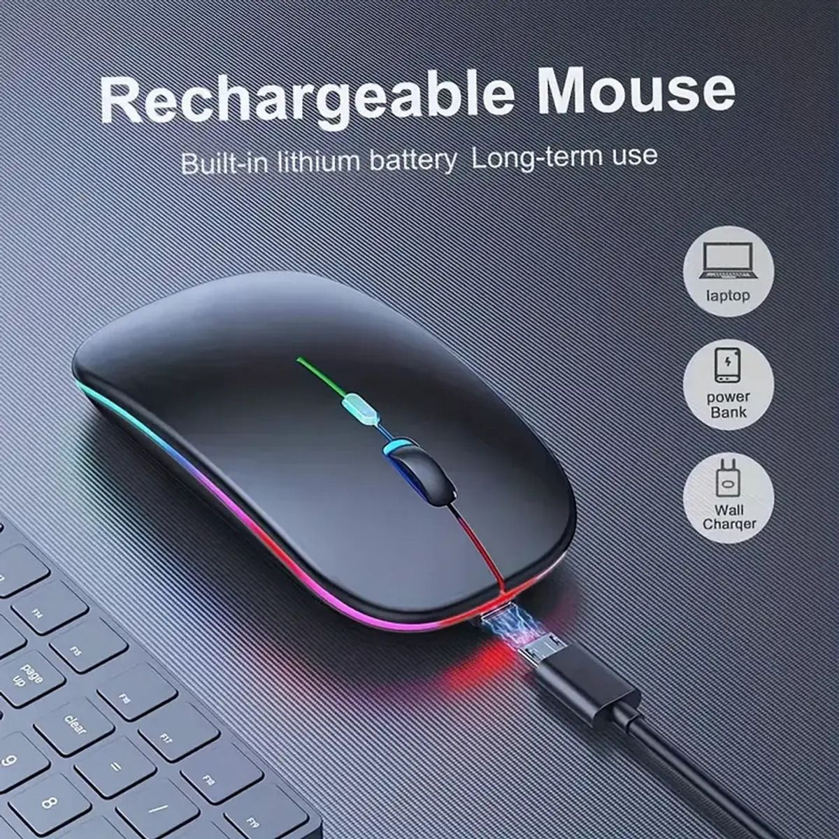 GENERICO - Mouse Inalámbrico Bluetooth Pc Cel Tablet Recargable Negro