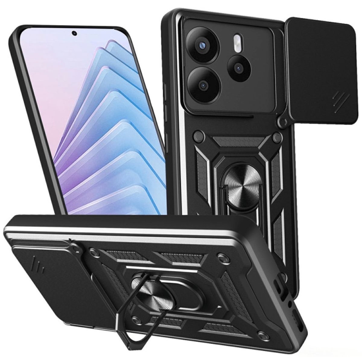 GENERICO - Funda Estuche Case Slider Compatible Con Xiaomi Note 14 4G Negro