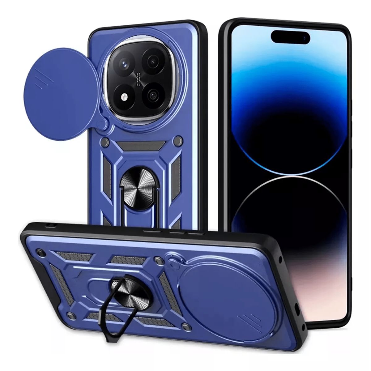 GENERICO - Funda Case Slider Compatible Xiaomi Note 14 Pro 5G Y Poco X7 5G Azul