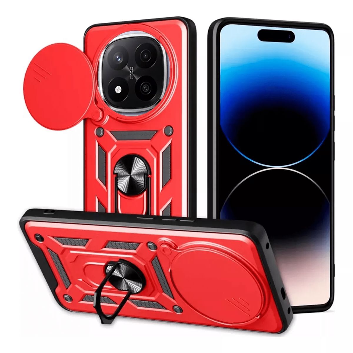 GENERICO - Funda Case Slider Compatible Xiaomi Note 14 Pro 5G Y Poco X7 5G Rojo