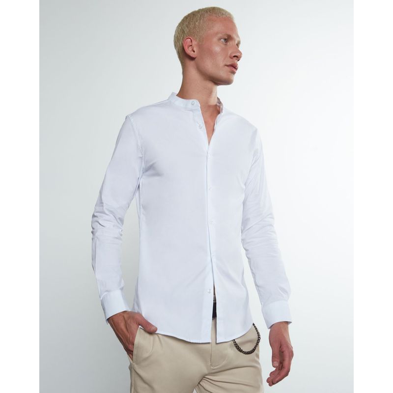 SEVEN SEVEN - Camisa Para Hombre Manga Larga Cuello Neru Color Blanco Marca Seven Seven #45011419