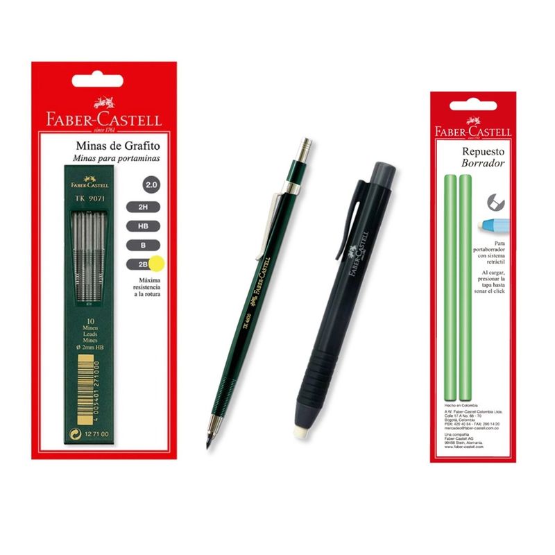 FABER-CASTELL - Kit Portaminas 2mm + Portaborrador Faber Castell