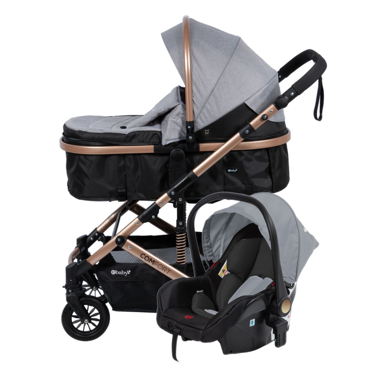 EBABY - COCHE CUNA MOISÉS CONFORT + PORTABEBÉ EB147P-1 Gris