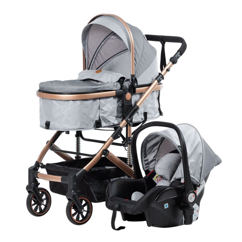 EBABY - Coche cuna moisés + portabebé COMFORT - EB147P Gris