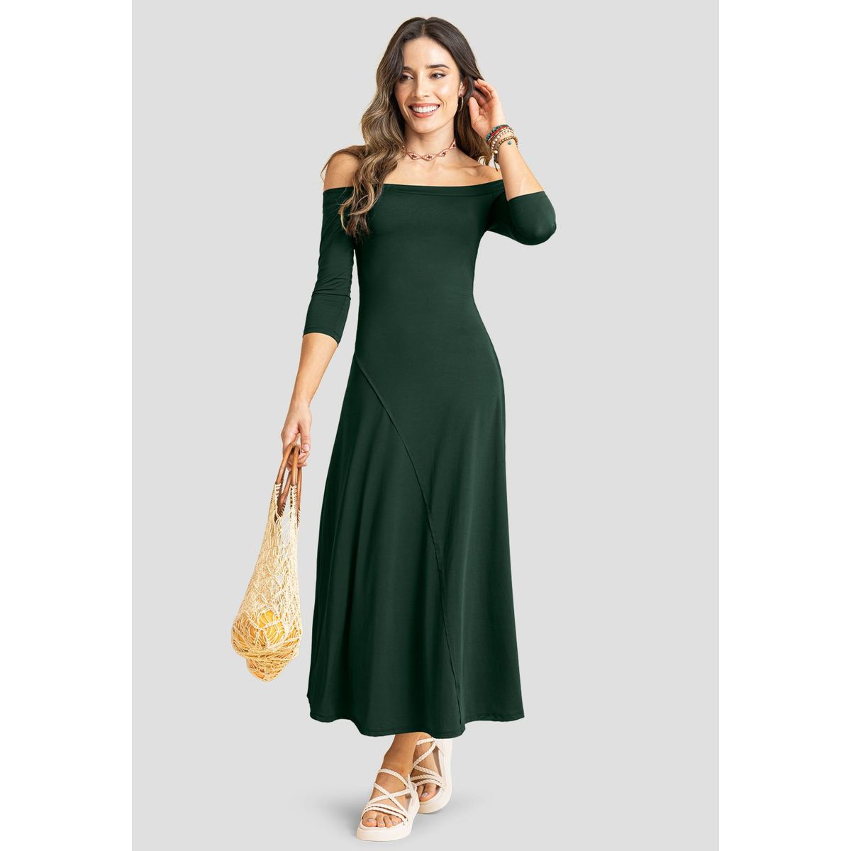 RUTTA - Vestido Largo Mujer Verde Pino Rutta 104163