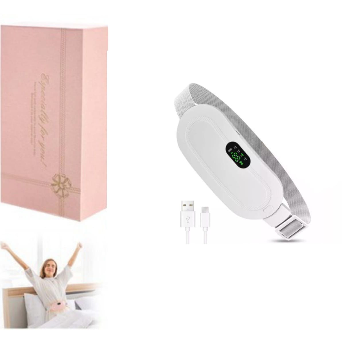 INFANTILES CAJUROMIX - Almohadilla Blanca De Cólicos Recargable Adiós Al Dolor Menstrual