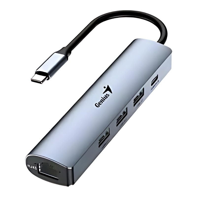GENIUS - HUB TIPO C GENIUS UH545 1 PUERTO LAN 3.0 + 3 PUERTOS SUB + USB TIPO C