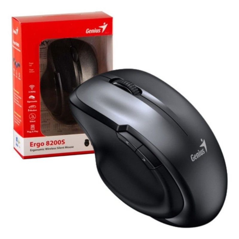 GENIUS - MOUSE GENIUS 8200S INALAMBRICO ERGONOMICO NEGRO