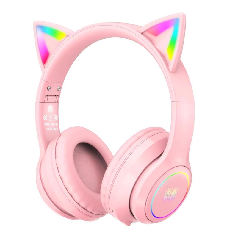 ONIKUMA - Audífonos Gamer Inalámbricos Onikuma B90 Rosa Luz Rgb Led