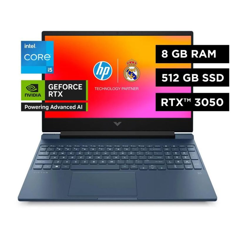 HP - Portatil Gaming HP Victus Intel Core i5 12450H RAM 8 GB 512 GB SSD  RTX 3050 15fa0021la