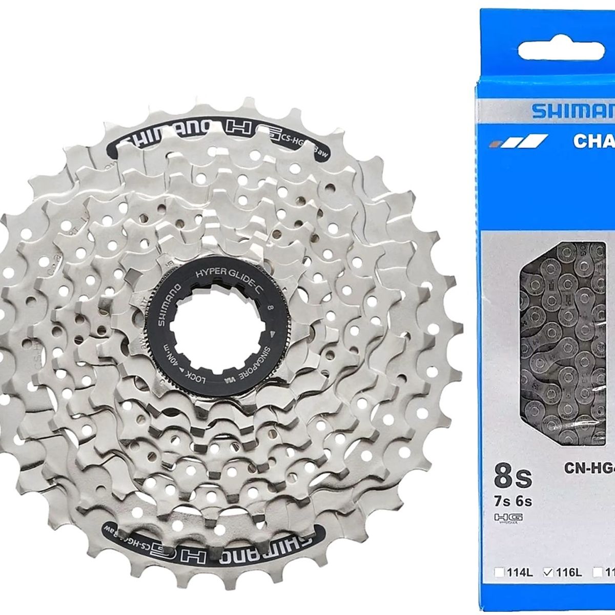 SHIMANO - Pacha + Cadenilla Shimano Cassette 8v 11-32 Piñon Bicicleta