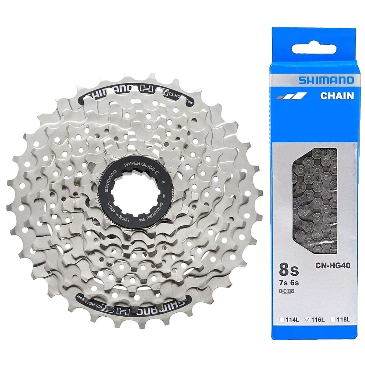 SHIMANO - Pacha + Cadenilla Shimano Cassette 8v 11-32 Piñon Bicicleta