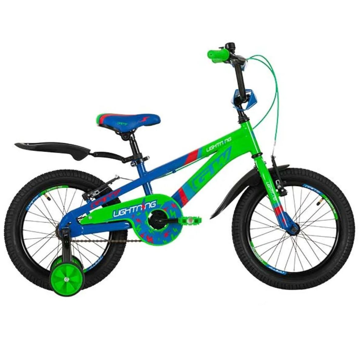 GW - Bicicleta para niños de 4 a 6 años Rin 16 GW Lightning Verde