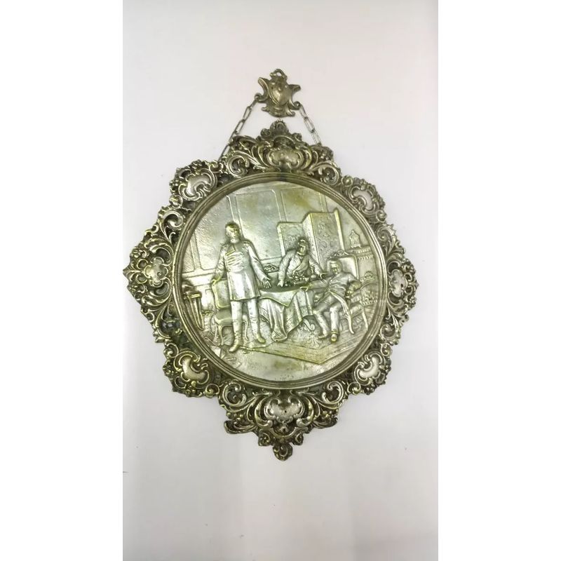 GENERICO - Cuadro Medallon Antiguo Bronce Baño Plata Presidentes