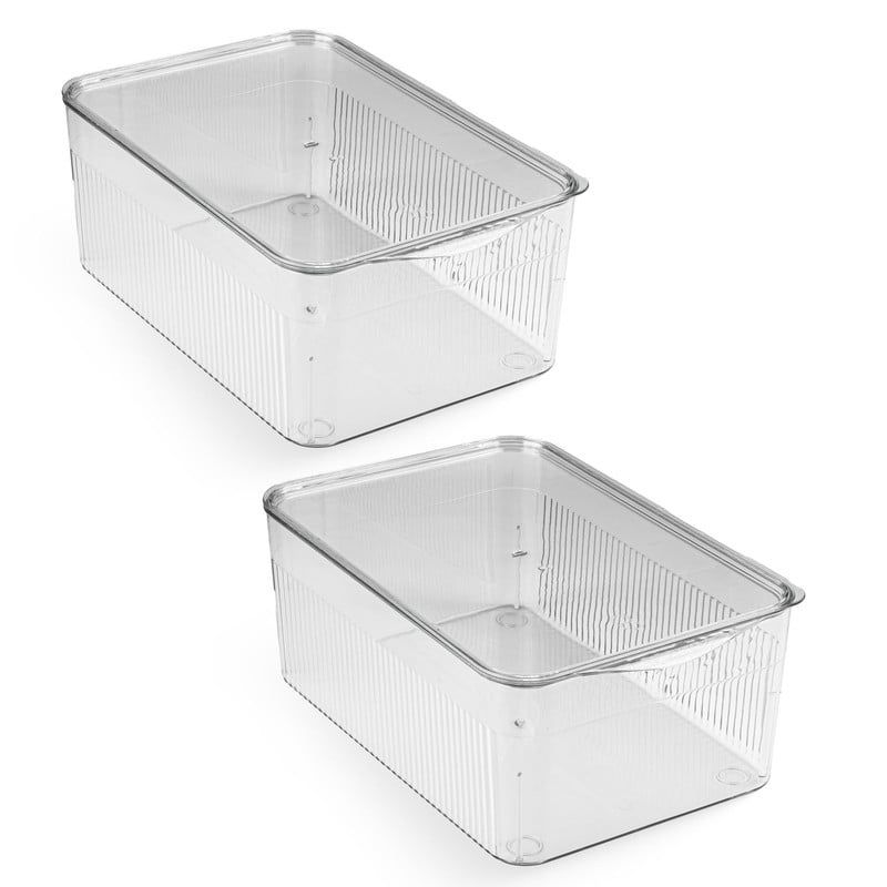 CHEF MASTER - Set x2 Recipiente Transparente Apilable con Tapa Organizador