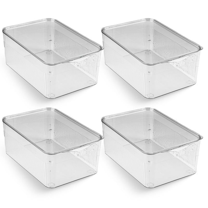 CHEF MASTER - Set x4 Recipiente Transparente Apilable con Tapa Organizador
