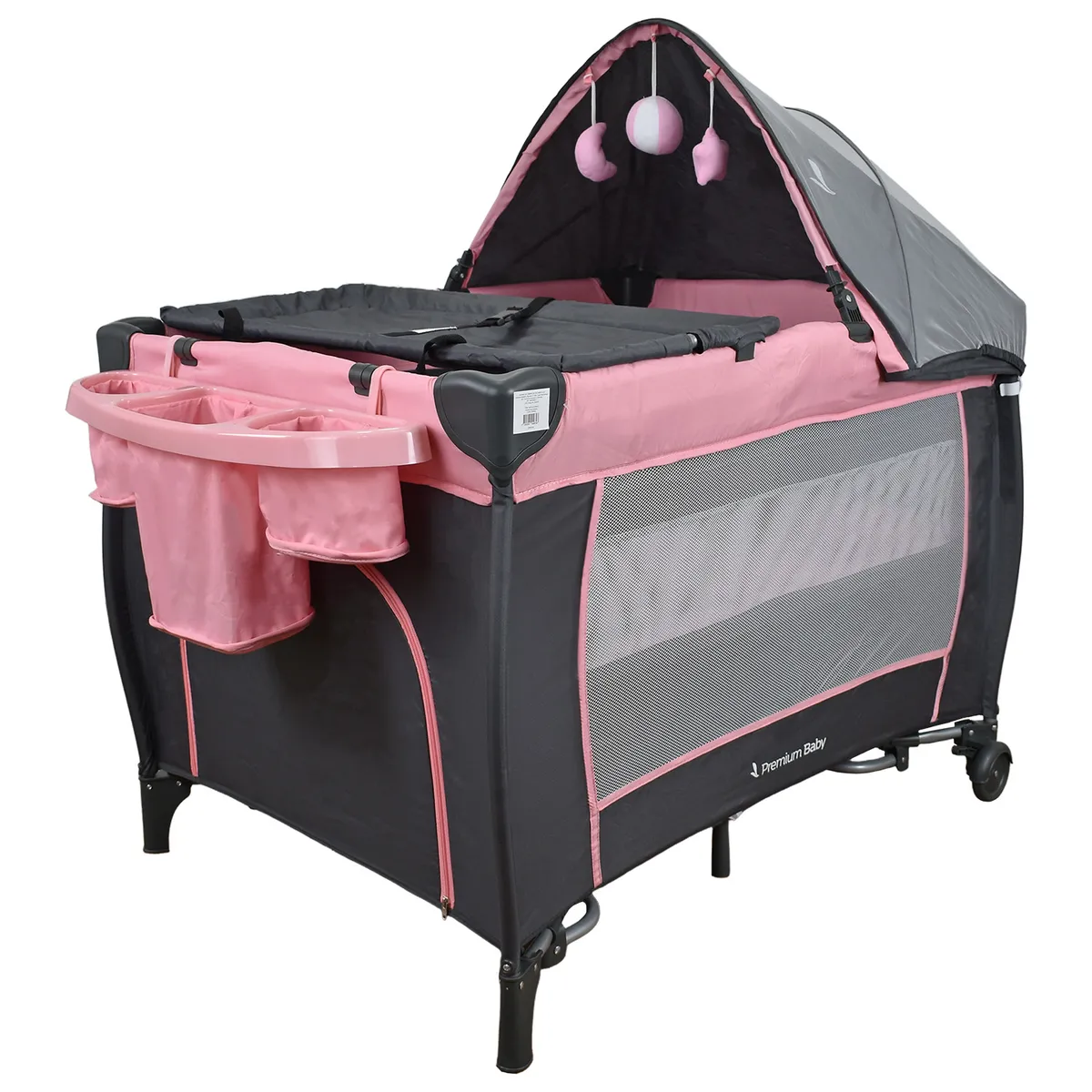 PREMIUM BABY - Corral Cuna Mecedora Bebé Premium Baby Napoles Rosa