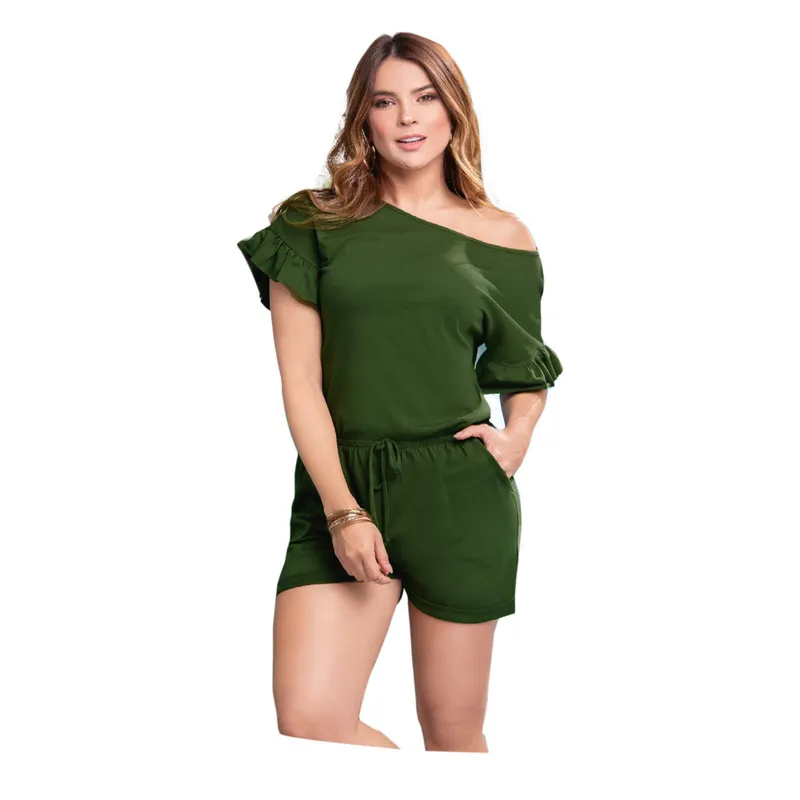 ATYPICAL - Enterizo Corto Juvenil Femenino Verde Militar Atypical