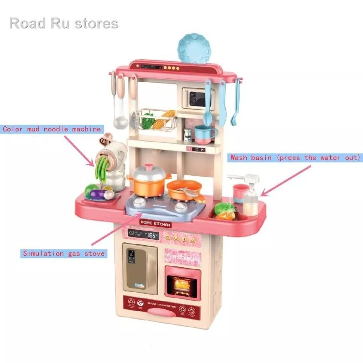 MARKET TOYS - Cocina infantil multifunción con maquina para plastilina