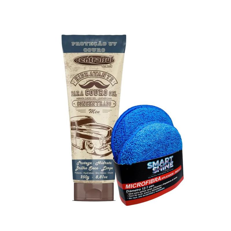 CENTRALSUL - kit Gel Hidratante De Cuero Centralsul 250Gr + Aplicador En Microfibra X 2Unds Smart Shine