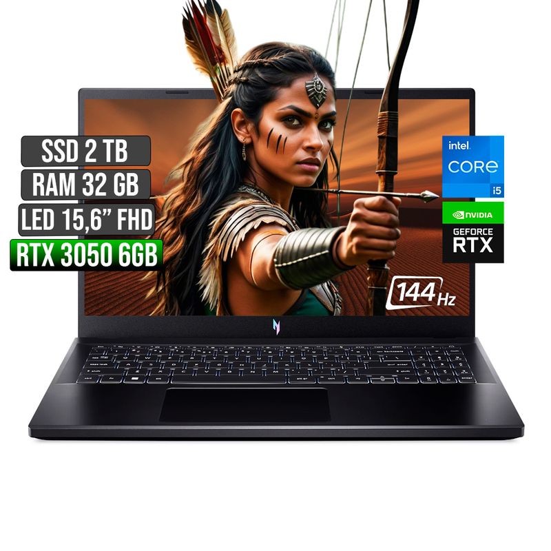 ACER - ACER NITRO INTEL CORE I5-13420H RTX 3050 6GB SSD 2TB RAM 32GB LED 15,6 FHD 144Hz