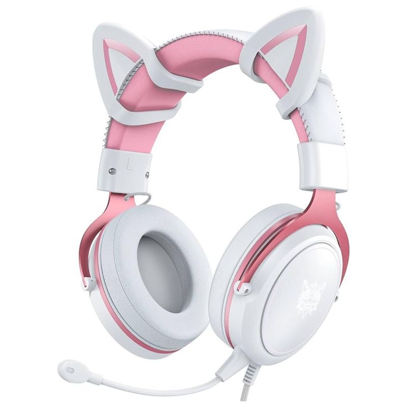 ONIKUMA - Audifonos Diadema Gamer Onikuma X10 Orejas Blancos Con Rosado Rgb