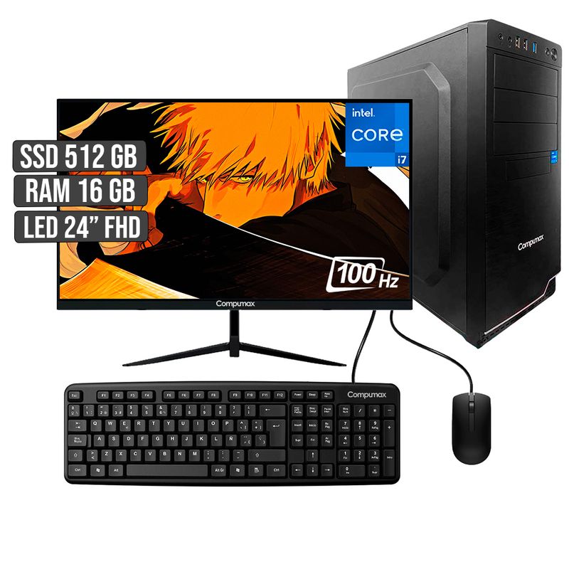 COMPUMAX - COMPUTADOR COMPUMAX INTEL CORE I7-12700 SSD 512GB RAM 16GB LED 24 FHD