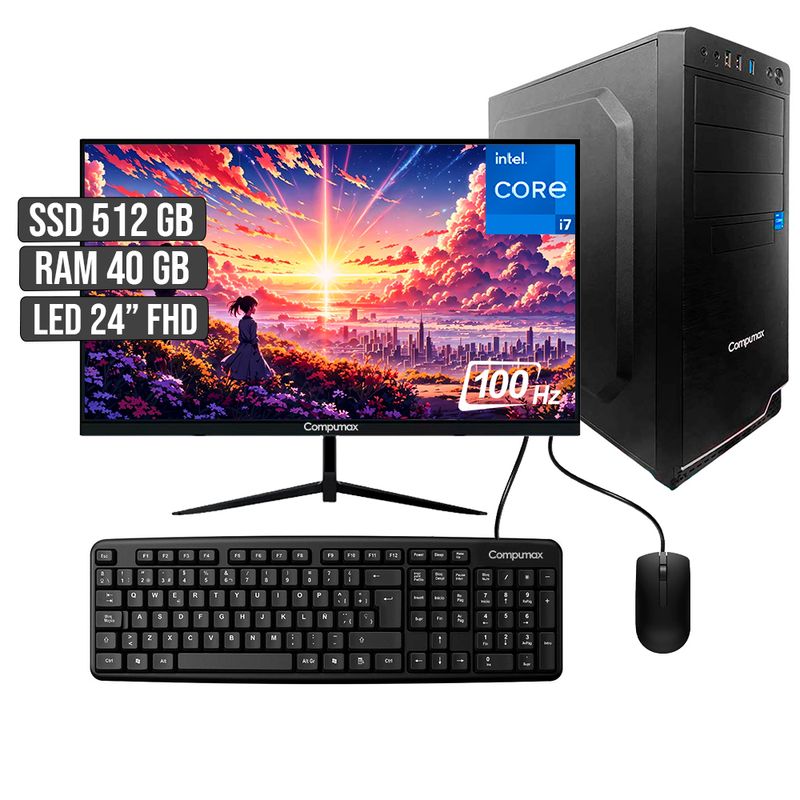 COMPUMAX - COMPUTADOR COMPUMAX INTEL CORE I7-12700 SSD 512GB RAM 40GB LED 24 FHD